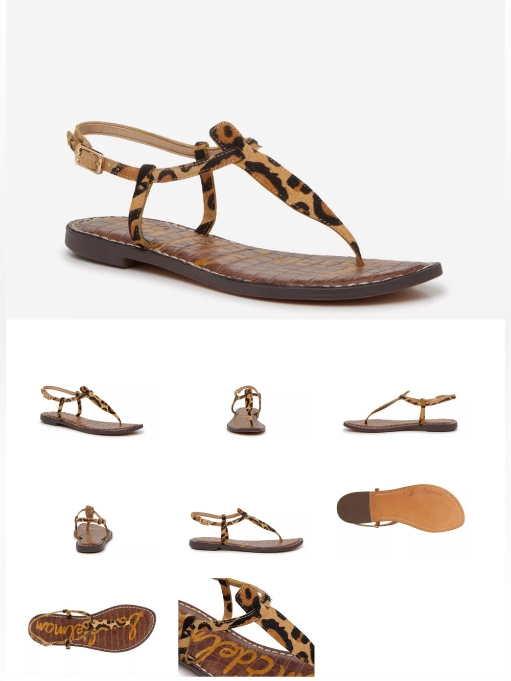 Sam Edelman Gigi Leopard & Gold Thong Strap Sandal Women’s 7.5 - Picture 1 of 4